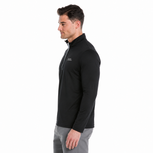 ONETEN APPAREL Unisex Black Pullover Hooded <b>Long</b> <b>Sleeve</b> Breathable Knitted <b>Golf</b> Shirt Solid Front Logo Sporty Casual Style - Product Image 5