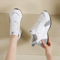 Sneakers rétro unisexes, style décontracté, empeigne synthétique contrastée, lacets, chaussures de sport