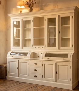 Large Eco-Friendly Durable Solid Wood Farmhouse Design <b>Storage</b> <b>Cabinet</b> Natural <b>White</b> Finish Compartments for Home Organization - Product Image 1