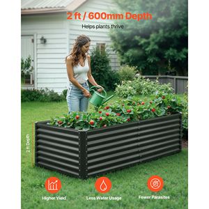 Set di Fioriere Rialzate in Metallo Zincato per Esterni 6 X 3 X 2 Piedi, Grande Vaso con Design a Fondo Aperto Modello INS - Product Image 2