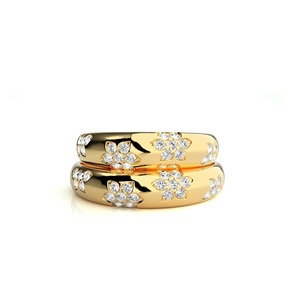 925 Sterling Silver Gold Plated Romantic Christian Floral <b>Couple</b> <b>Rings</b> - Product Image 3