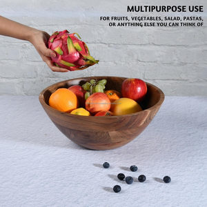 Ensemble de saladiers en bois de manguier sur mesure, style bohème, avec serveurs émaillés, écologiques, pour les fêtes à domicile, 3 pièces, pour les petites entreprises - Product Image 2