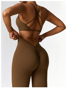 Conjunto Deportivo de 2 Piezas en Color Sólido, Bra Deportivo y Pantalones Acampanados Suaves para Yoga, Conjuntos de Entrenamiento para Mujer, Conjuntos de Gimnasio y Fitness - Product Image 2