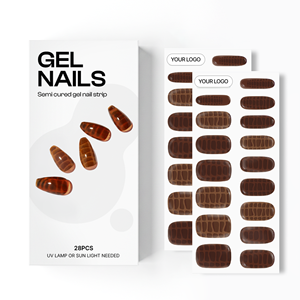 Autocollants pour ongles en gel semi-durcis 100% réels coréens, véganes, sans cruauté, non toxiques, qualité salon, manucure, 28 pièces - Product Image 1