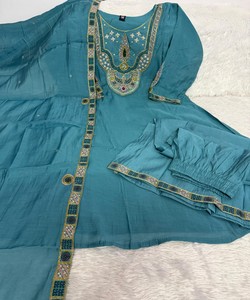 Conjunto de Salwar Kameez Kurta Azul Tradicional para Mujer, Corte Holgado, Ropa Étnica Informal, Estilo India Pakistán 86754 DIVA-171 - Product Image 3