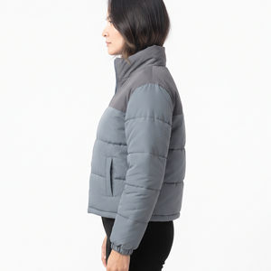 2026 <b>Women's</b> Quilted <b>Winter</b> Jacket Color Block Full Zip <b>Padded</b> <b>Coat</b> Polyester Filled Warm Regular Length - Product Image 4