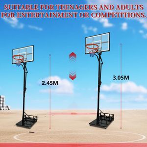 Canestro da Basket Portatile con Tabellone da 44 Pollici, Altezza Regolabile da 2,45 m a 3,05 m per Giovani, Adulti e Partite Professionali - Product Image 5