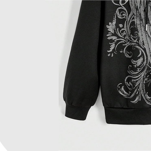 Sudadera con capucha de diamantes de imitación para hombre, corte holgado, manga acampanada, bolsillo lateral, cremallera, estilo urbano, venta al por mayor - Product Image 3