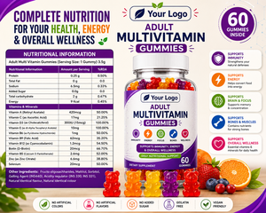 Multivitamines pour adultes, soins de santé naturels, gommes à mâcher moelleuses au goût de fruits, options d'emballage modernes, personnalisation de la marque, détaillants - Product Image 4