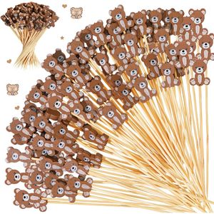Stuzzicadenti a Forma di Orso da 4,7 Pollici, 100 Pezzi, Spiedini in Bambù per Antipasti, Decorazioni per Feste e Cocktail - Product Image 1
