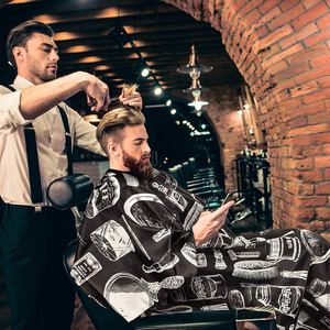Cape de coiffure personnalisée avec motif imprimé, imperméable et anti-adhérente, pour adultes - Product Image 6