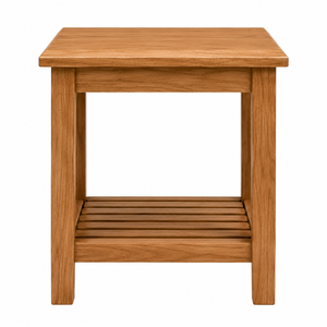 Mesa de Comedor Cuadrada de Roble Macizo con Estante de Listones, Diseño Moderno Minimalista, Mueble Estable para el Hogar - Product Image 1