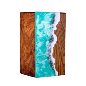 Handmade <b>Wooden</b> Cremation <b>Urn</b> Resin Wave Memorial <b>Ashes</b> Box Memorial Keepsake Decorative Cremation <b>Urn</b> <b>for</b> <b>Ashes</b> - Product Image 1