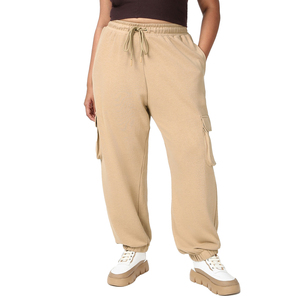 Pantalones Deportivos Personalizados con Bolsillos Cargo para Mujer, de Algodón y Felpa, Talla Grande, Cintura Elástica, Antiarrugas, Súper Holgados - Product Image 1