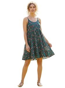 Nouvelle conception, robe imprimée en rayonne tissée écologique pour femme, col en U, sans manches, style bohème décontracté, doux, vintage, pour l'automne, le printemps, la plage, les fêtes, à motifs floraux - Product Image 3