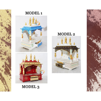 Temple indien en bois fabriqué à la main pour la maison autel décoratif religieux sacré pooja support avec piliers en or pour la célébration de Diwali