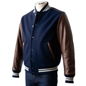 Veste universitaire classique bicolore la plus vendue avec manches en cuir PU fermeture à bouton pression laine mélangée corps vestes Letterman personnalisées - Product Image 6