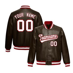 Veste universitaire unisexe en PU orange, personnalisable avec nom, numéro et logo d'équipe, impression sur le devant, vêtement d'hiver décontracté, doublure épaisse en bambou, style vintage - Product Image 4