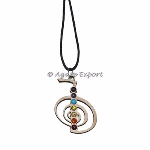 Colgantes de Triple Moon Chakra Artesanía de piedra semipreciosa - Product Image 3