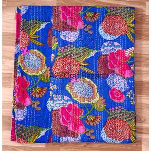 Couette Kantha en coton biologique 100% brodée, réversible, double taille, écologique, faite à la main en Inde, pour hôtel, utilisable toute l'année - Product Image 5