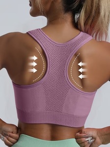 Soutien-gorge de sport en maille nid d'abeille de qualité supérieure |   Débardeur de sport sans coutures en maille ouverte à dos nageur |   Vêtements de sport pour femmes à haute élasticité - Product Image 2