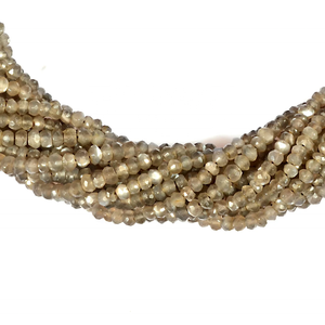 Perles Rondelle à facettes en pierre de lune grise naturelle 4mm pour la fabrication de bijoux Pierre de lune à facettes - Product Image 1