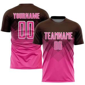 เสื้อฟุตบอลระดับมืออาชีพ สีชมพู-น้ำตาลไล่เฉด ระบายเหงื่อได้ดี สำหรับผู้ใหญ่ แขนสั้น ทรงสปอร์ต ชุดทีม - Product Image 4