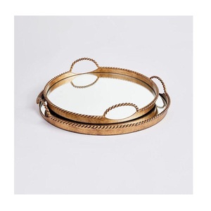 Plateau de service décoratif pour restaurant, café, maison, plateau en acier inoxydable, organisateur de table, plateau de rangement vintage - Product Image 1