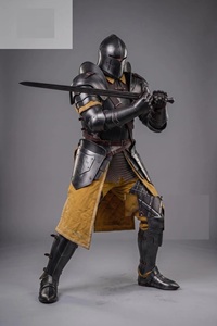 Casco de Barbuta Negro Hecho a Mano, Armadura Medieval de Caballero, Traje Completo de Acero, Armadura Gótica, Conjunto de Placas de Acero para Cosplay, Estilo Antiguo y Moderno - Product Image 2