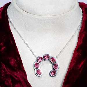 NIKHIL GEMS Élégant Pendentif de Fiançailles Vintage en Tourmaline Rose, Argent Sterling 925, Chaîne Ovale Oxydée, Bijou en Pierre Précieuse, Troisième - Product Image 4