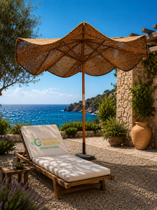 Parasol de plage écologique en fibre de coco avec taille et logo personnalisés - Product Image 3