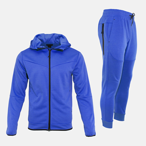 This is a Men's Two-Tone UltraTech Fleece Full-<b>zip</b> Hoodie With Zippered Sleeve <b>Pocket</b> And Matching <b>Jogger</b> Pants Tracksuit Set - Product Image 6