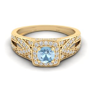 Bagues de fiançailles REYES en argent sterling 925 avec pierre précieuse aquamarine taille ronde 0,5 carat et moissanite, bijoux fins pour femme, cadeau pour elle - Product Image 6