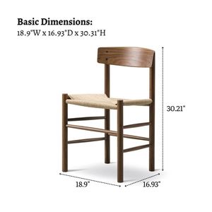 Silla de Comedor Escandinava de Madera Maciza con Reposabrazos, Asiento de Papercord y Respaldo de Tela, Silla Nórdica para Restaurante, Cafetería, Fábrica - Product Image 2