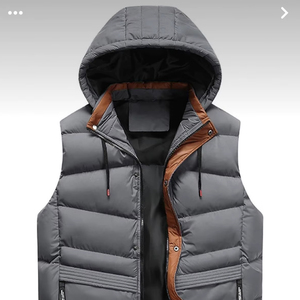 Gilet d'hiver pour homme Bearfit, 100% coton, matière extérieure vert foncé, fourrure coupe-vent, écologique, style vintage, fermeture éclair sur le devant, vêtement d'extérieur - Product Image 1