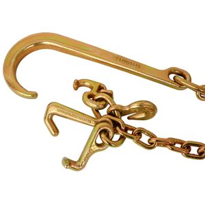 Cinghie di Fissaggio Grado 70, 5/16 Pollici x 10 Piedi, Zincate Gialle, con Gancio a W/R T J, Carico di Lavoro Sicuro 3.700 Libbre per Trasporto e Traino - Product Image 4