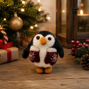 Adorno Navideño de Pingüino de Fieltro con Diseño de Copo de Nieve Bordado, Juguete de Peluche de 0-10 cm para Decoración de Árboles - Product Image 1