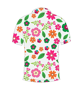 Camisa polo con estampado floral en blanco, rosa y naranja para hombre, camisa de golf informal de verano de manga corta - Product Image 2