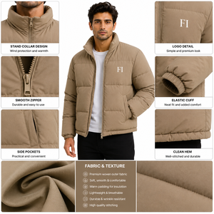 Vestes matelassées pour hommes en gros – Blousons décontractés et durables pour l'extérieur – Fournisseur OEM en gros sur mesure - Product Image 5