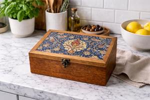 Caja de madera con estampado estilo Shabby Chic, caja de joyería estilo rústico, caja de almacenamiento de madera con estampado para decoración envejecida, estuche de suministro al por mayor - Product Image 2