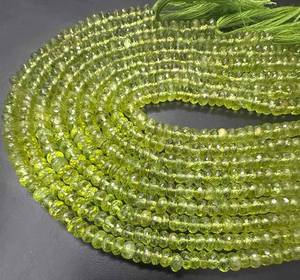 ลูกปัดพลอยเพอริดอทสีเขียวทรงรอนเดลล์คุณภาพสูง ขายส่ง ขนาด 6 มม. พลอยเพอริดอทธรรมชาติเจียระไนทรงเหลี่ยม ความยาว 16 นิ้ว แบบร้อยเป็นเส้น - Product Image 5