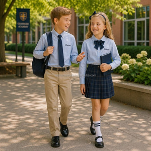 Ensemble d'uniformes scolaires en coton pour enfants, garçons et filles du primaire, uniformes personnalisés avec logo, prix bas, provenance du Vietnam - Product Image 1
