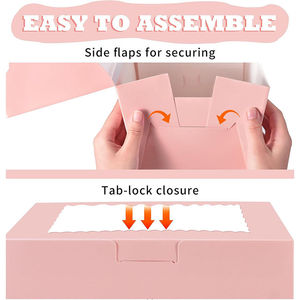 Custom Pink Window Bakery <b>Gift</b> <b>Box</b> With Ribbon <b>Cake</b> Packaging <b>Box</b> Dessert Food Packaging <b>Box</b> Wholesale - Product Image 5
