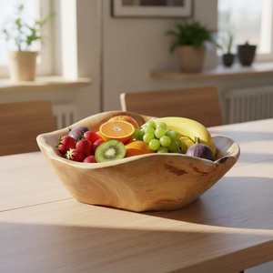 Bol en bois de hêtre écologique, fait main, de haute qualité, naturel, personnalisé, design moderne, pour les dîners de fête, vaisselle, légumes - Product Image 4