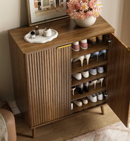 Meuble de rangement à chaussures en bois pour entrée, 5 niveaux, avec miroir