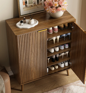 ตู้เก็บรองเท้าไม้สำหรับทางเข้าบ้าน 5 ชั้น พร้อมกระจก - Product Image 2