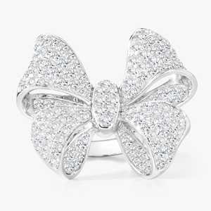 Diamond Bow Tie Statement <b>Ring</b> 5 Carat 14k 18k <b>Gold</b> Pave Round Lab Grown Large Heavy Pinky <b>Cocktail</b> Bands Manufacturer Wholesale - Product Image 1