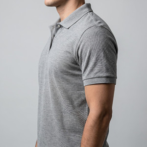 Polo Personalizado para Hombre, Color Gris Jaspeado, Algodón Piqué, Transpirable, Corte Ajustado, Manga Corta, para Golf, Verano - Product Image 4