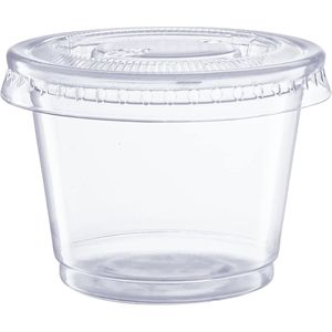 50 Contenitori Monouso Trasparenti in Plastica con Coperchio per Soufflé, Insalate, Gelatine e Shot - Bicchierini Monodose per Bevande Porzionate - Product Image 3