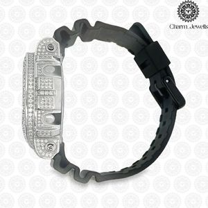 Montre numérique de luxe Charm_Jewells, acier inoxydable, lunette sertie de diamants, bracelet en acier inoxydable, cadran de 40 mm, mécanique, date automatique, 10 bars - Product Image 5